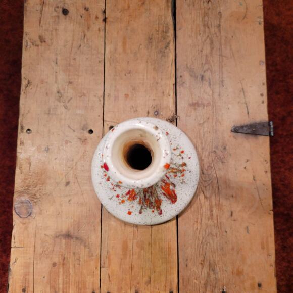 Vintage Ceramic Vase Splatterware Drip, Retro Narrow Neck Tall 15", MCM - Picture 5 of 6